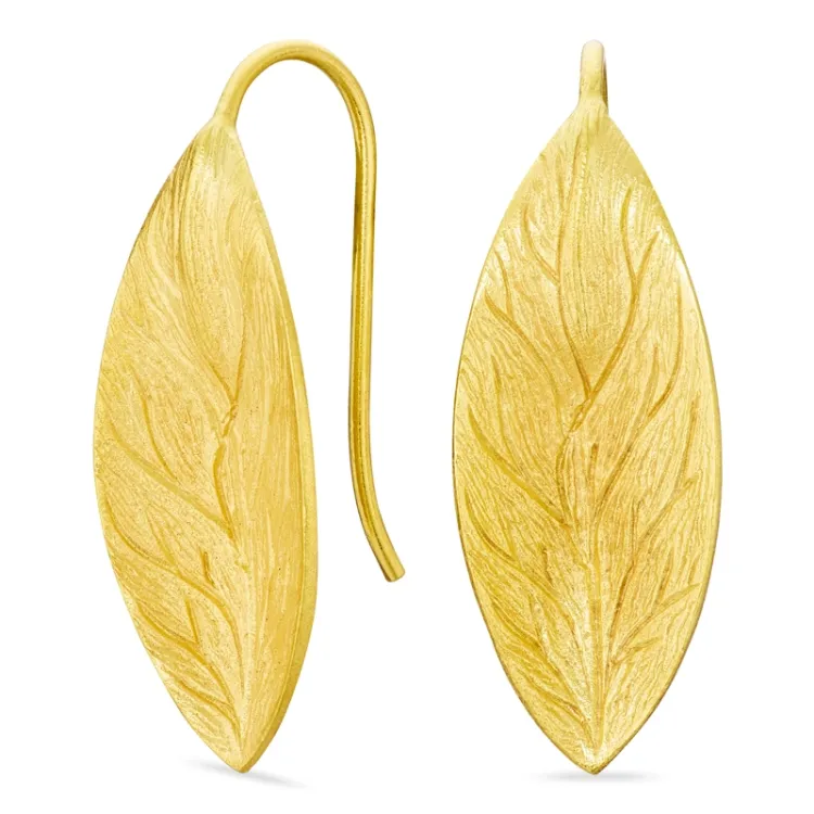 Blatt Ohrringe in vergoldetes Messing - Eliné