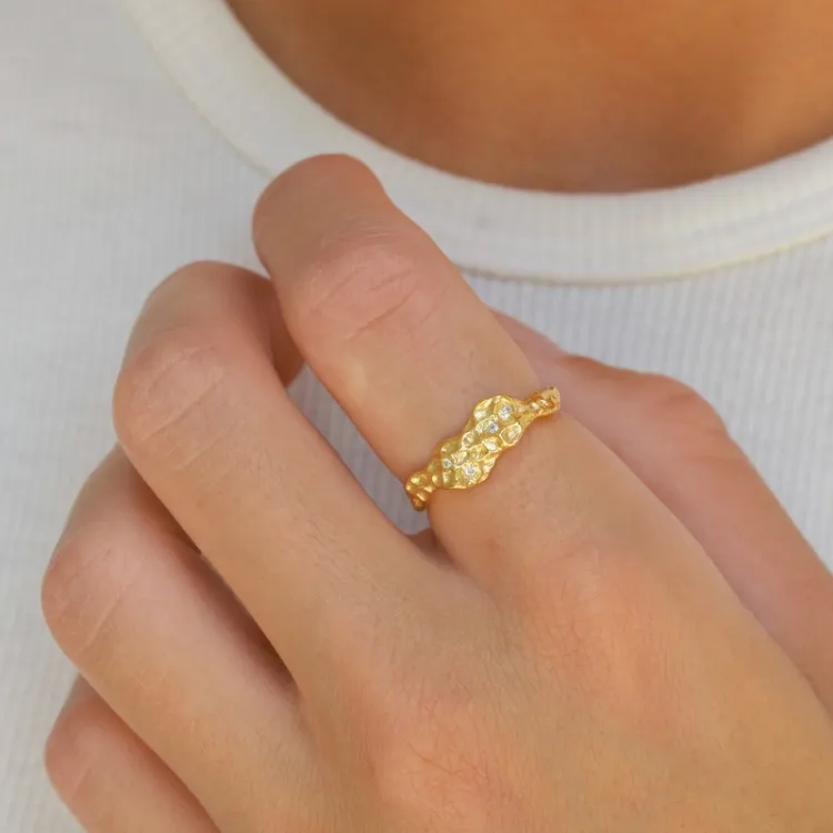 Zirkon Ring aus vergoldetes Messing - Eliné