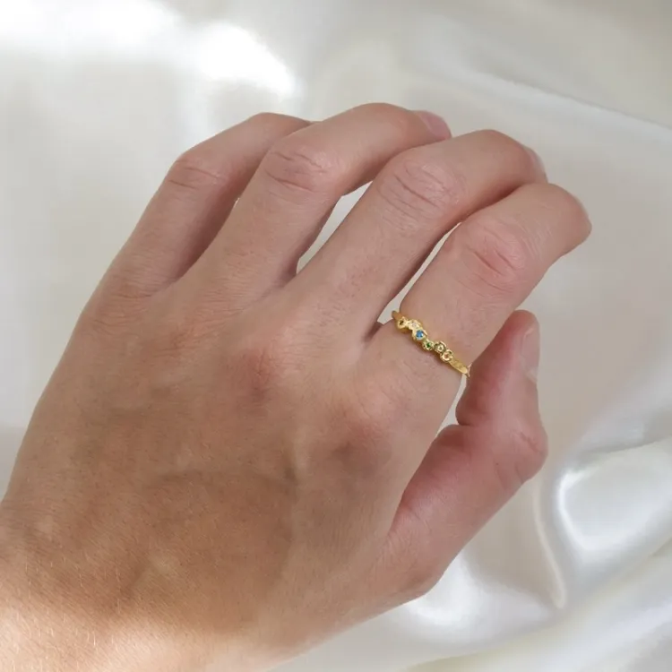 mehrfarbigem Zirkon Ring aus vergoldetes Messing - Eliné
