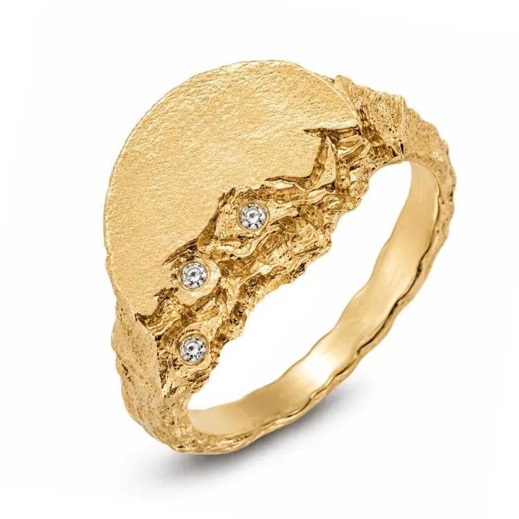 Zirkon Ring aus vergoldetes Messing - Lumé Etched