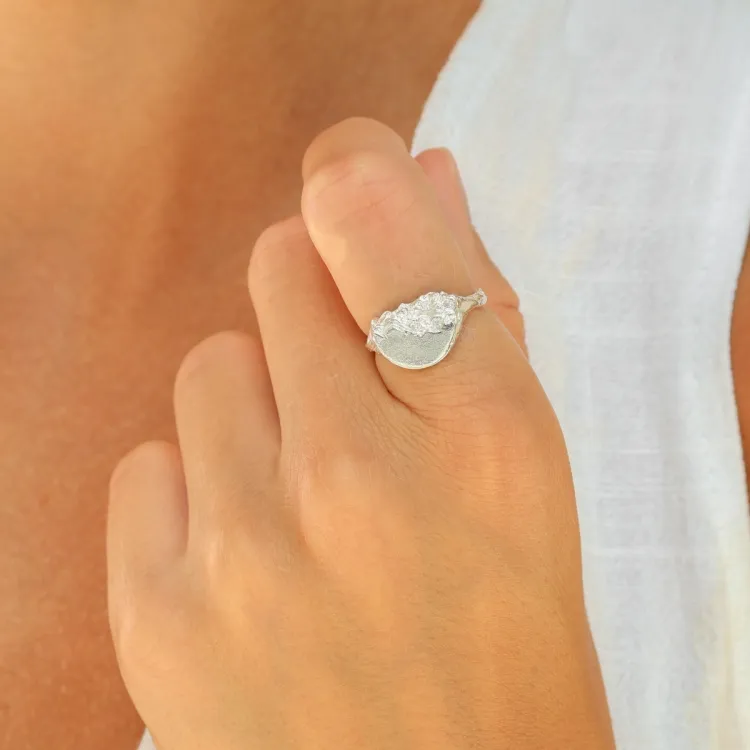 Zirkon Ring aus versilbertes Messing - Lumé Etched