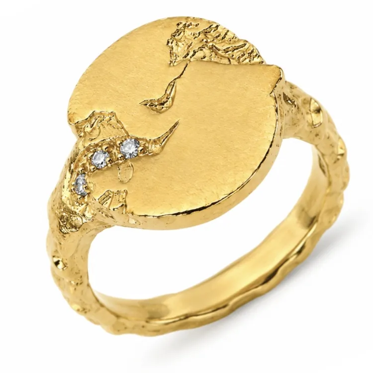 Zirkon Ring aus vergoldetes Messing - Lumé Etched
