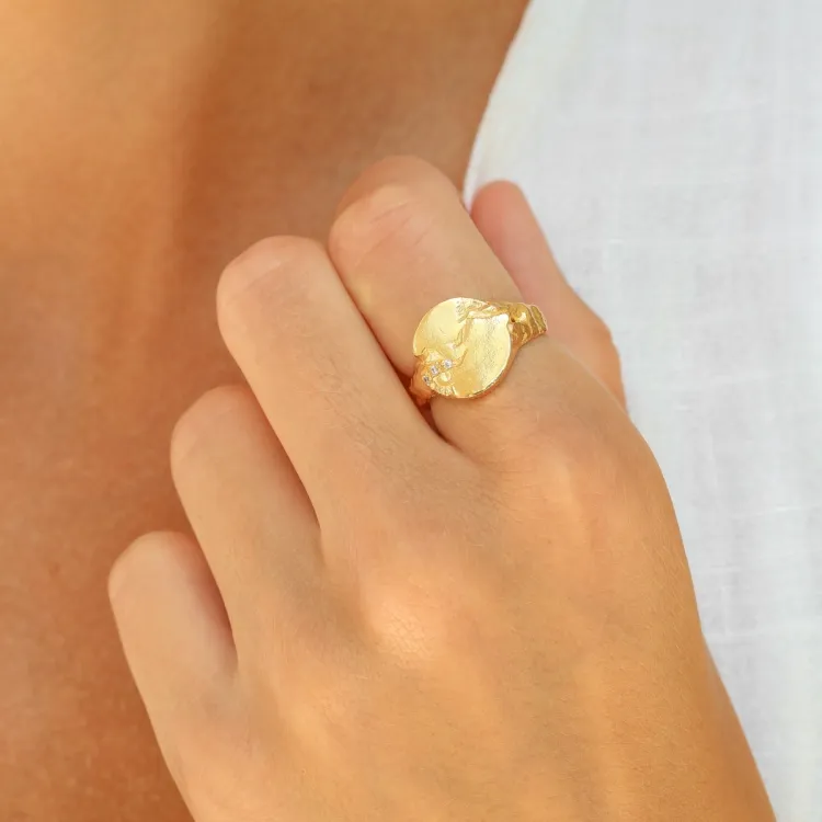 Zirkon Ring aus vergoldetes Messing - Lumé Etched