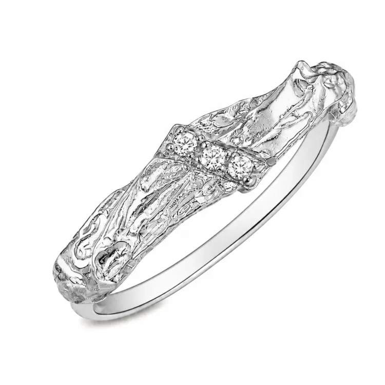 Zirkon Ring aus versilbertes Messing - Lumé Etched
