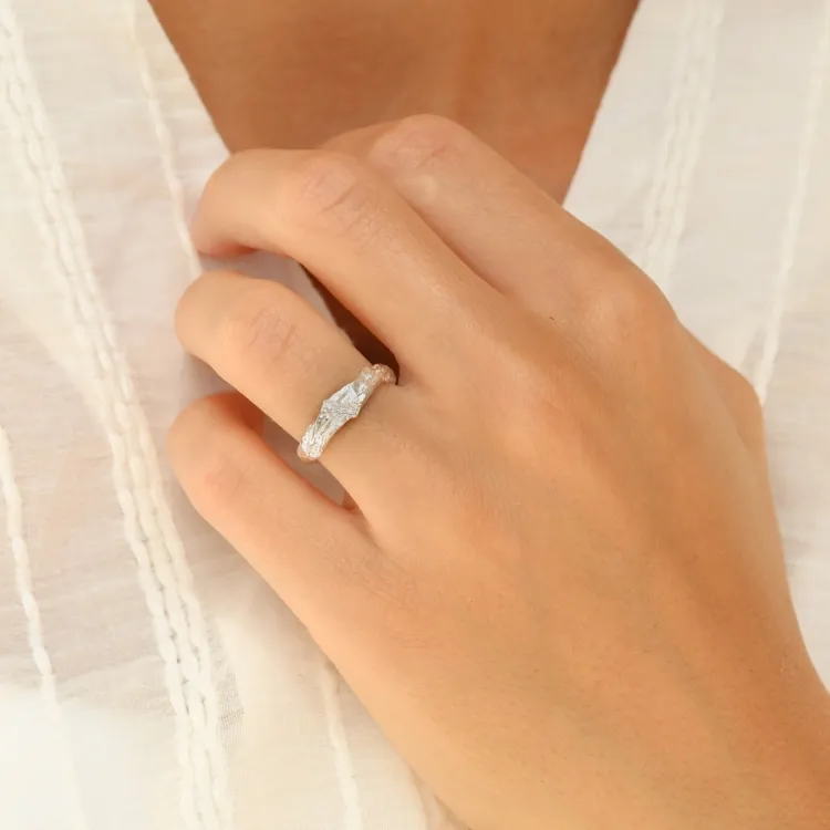 Zirkon Ring aus versilbertes Messing - Lumé Etched