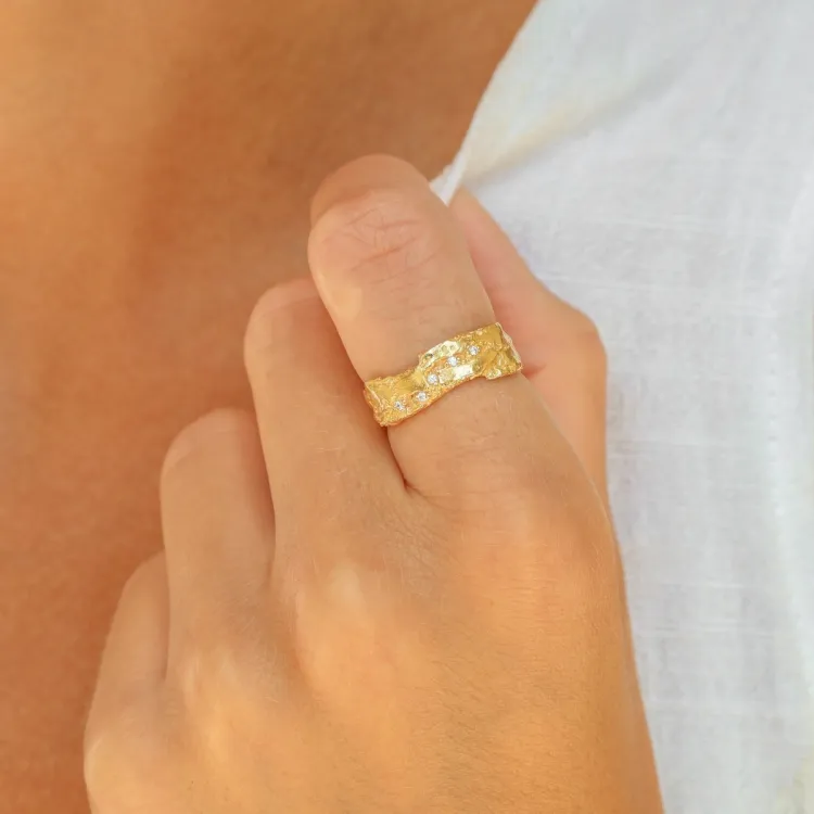 Zirkon Ring aus vergoldetes Messing - Lumé Etched