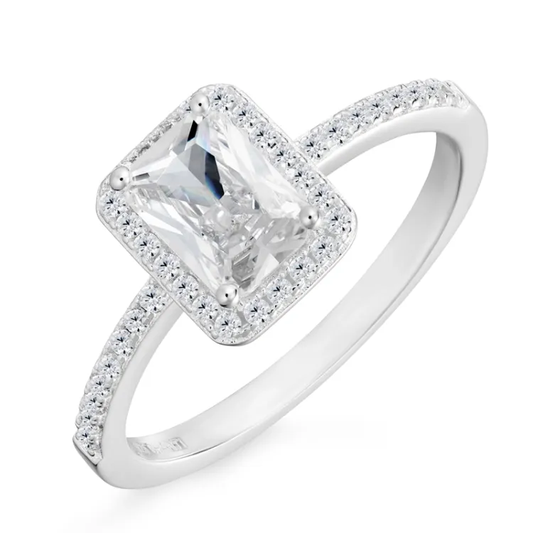 viereckigem Zirkon Ring aus Silber