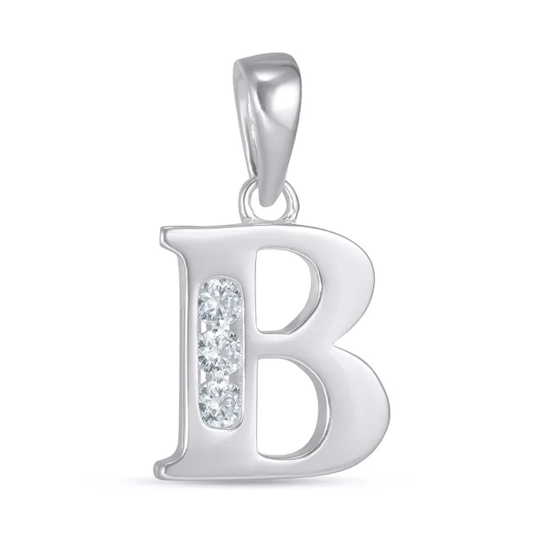 buchstab b Zirkon Anhänger aus Silber - My Letter