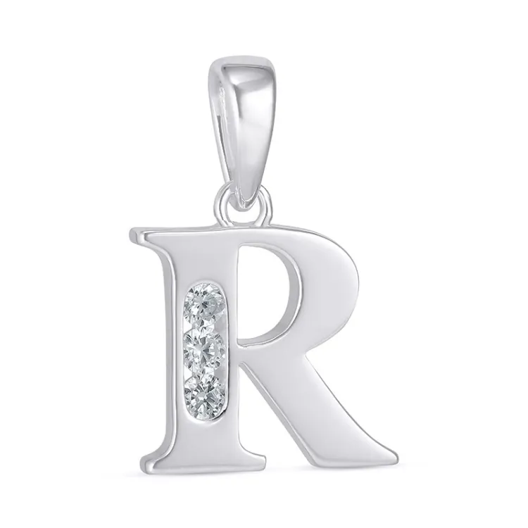 buchstab r Zirkon Anhänger aus Silber - My Letter