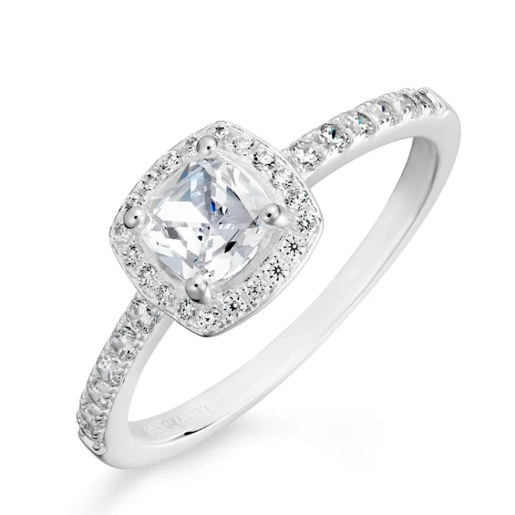 viereckigem Zirkon Ring aus Silber