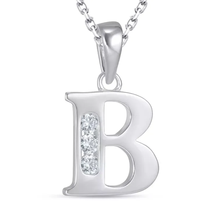 buchstab b Zirkon Halskette aus Silber und Anhänger aus Silber - My Letter