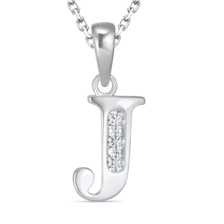buchstab j Zirkon Halskette aus Silber und Anhänger aus Silber - My Letter