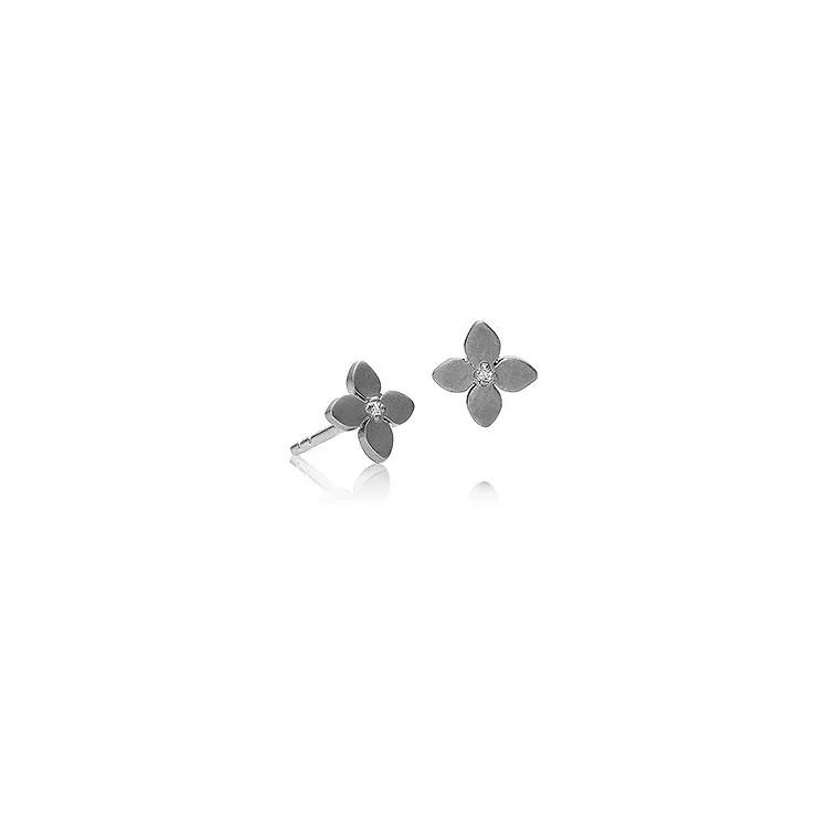 Izabel Camille Primrose Ohrringe in schwarzes rhodiniertes Silber weißem Zirkon