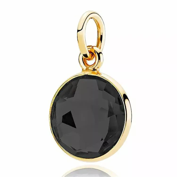Elegant Izabel Camille Prima Donna runder schwarz Onyx Anhänger in vergoldetem Sterlingsilber schwarz Onyx