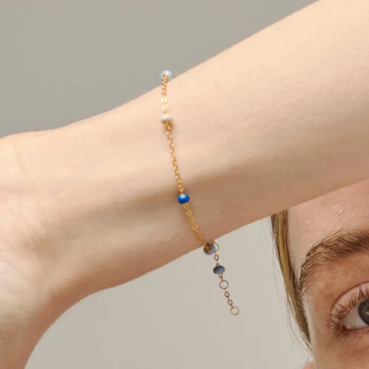 Enamel Lola Bold Marine Armband in vergoldetem Sterlingsilber blauem Emaille