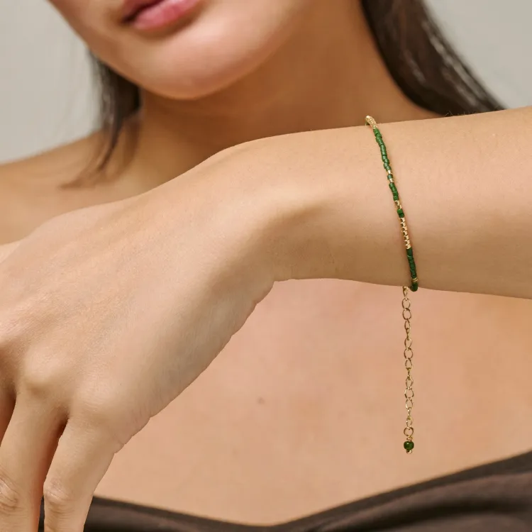 Enamel Petra Khaki Armband in vergoldetem Sterlingsilber