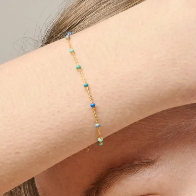 Enamel Lola Atlantic Armband in vergoldetem Sterlingsilber blauem Emaille