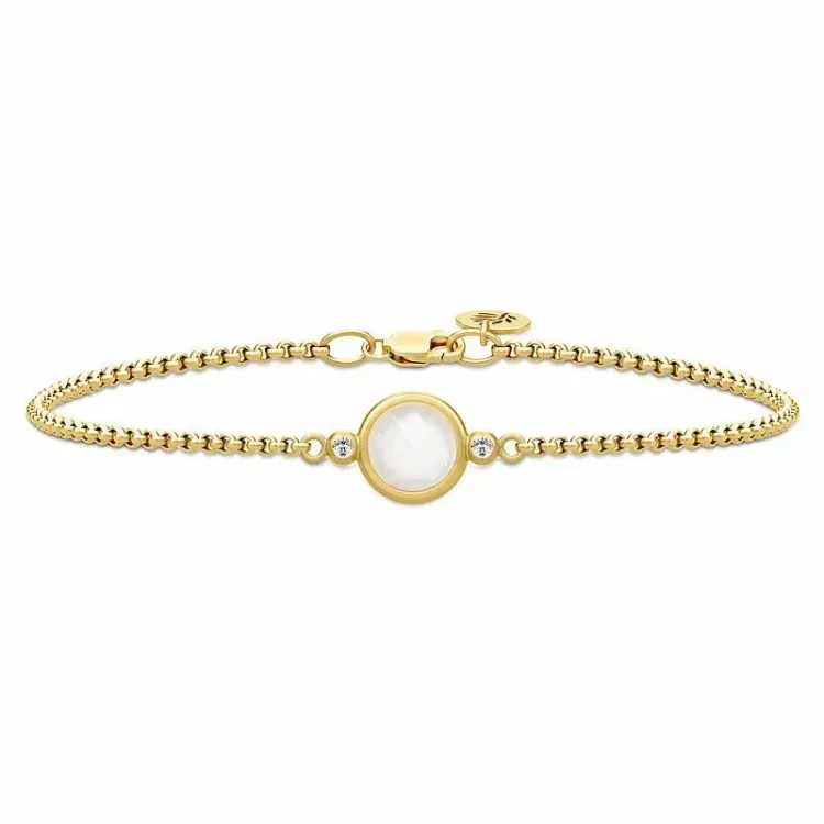 Süÿ julie sandlau armband in silber mit 22 karat vergoldung grauem mondstein wei