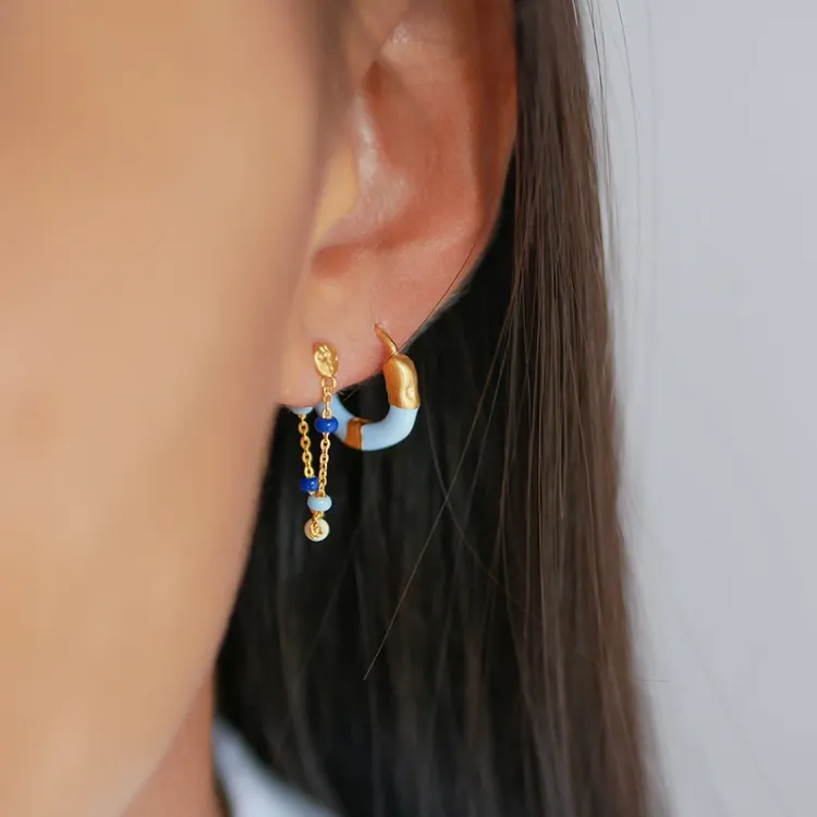 Enamel Lola Marine ketten ohrringe in vergoldetem Sterlingsilber blauem Emaille hellblauem Emaille