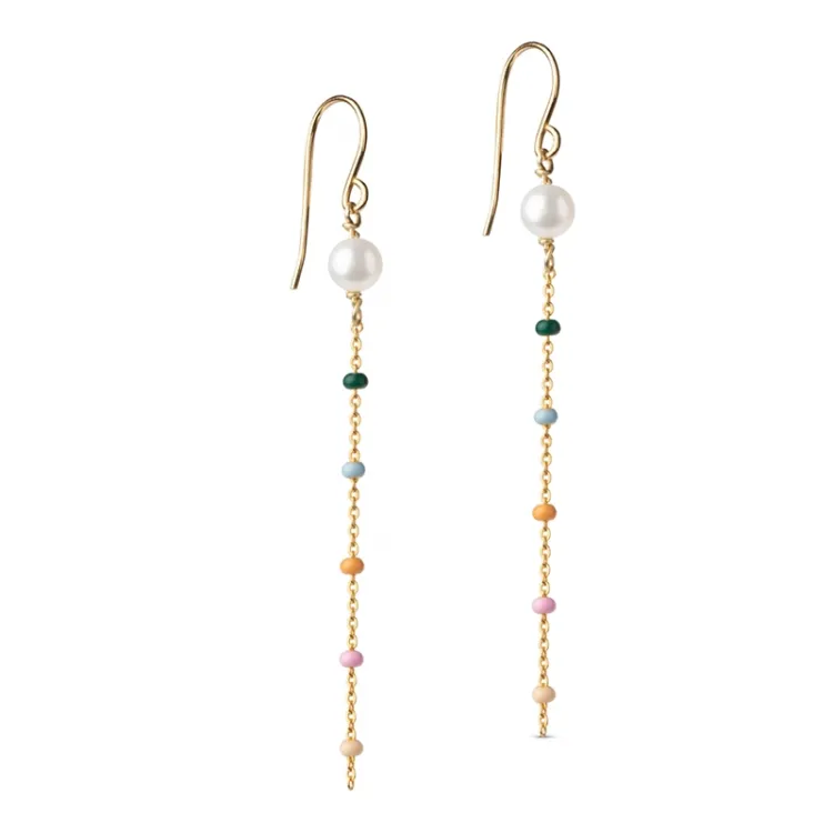 Enamel Lola Perlita ketten ohrringe in vergoldetem Sterlingsilber mehrfarbigem Emaille