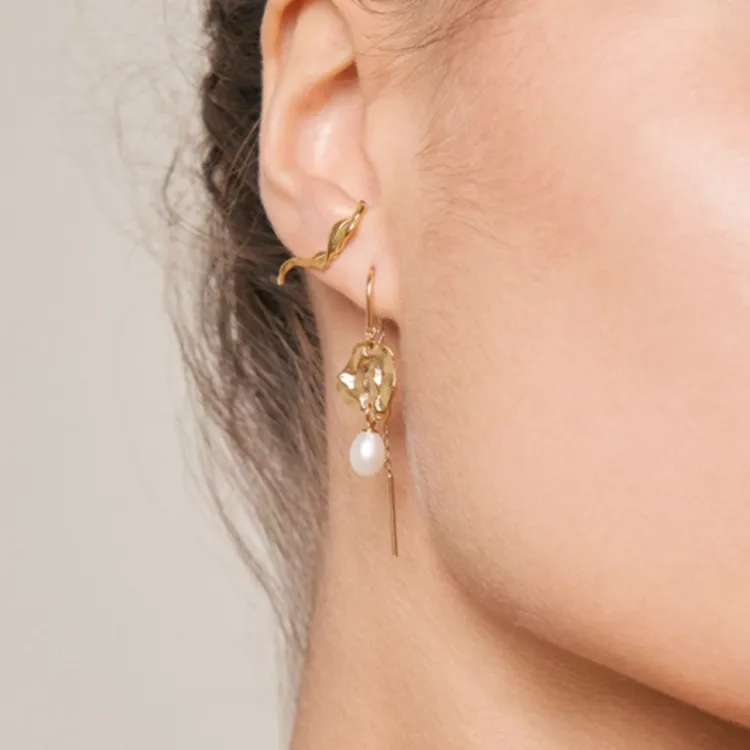 Enamel Kai Pearl Perle ketten ohrringe in vergoldetem Sterlingsilber