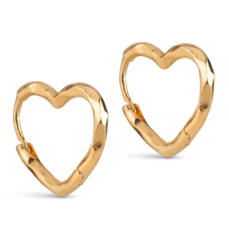 Enamel Organic Heart Small Ohrringe in vergoldetem Sterlingsilber