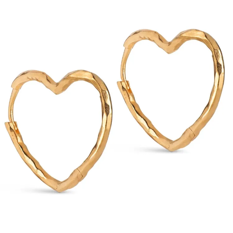 Enamel Organic Heart Medium Ohrringe in vergoldetem Sterlingsilber