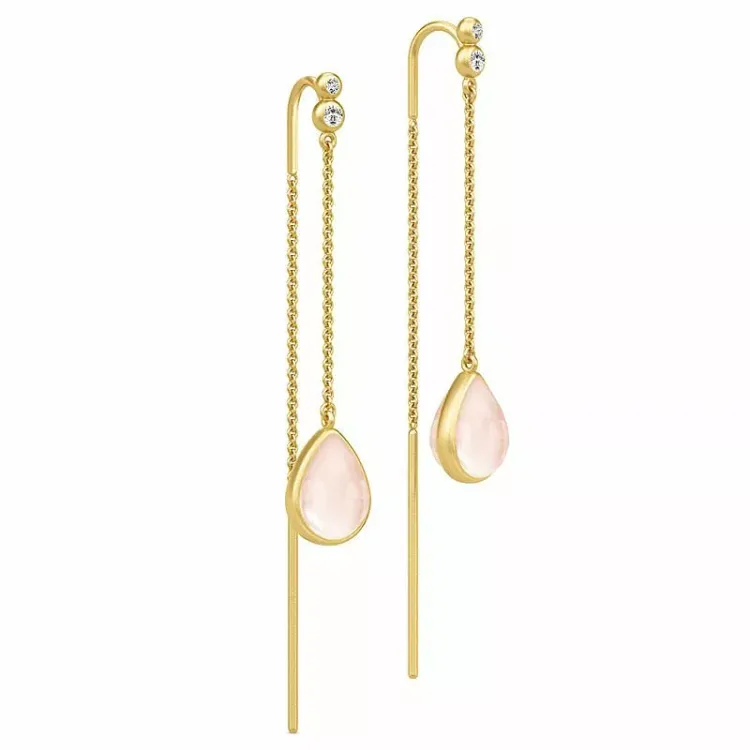 Länglicher julie sandlau tropfen bergkristall ohrringe in vergoldetem sterlingsilber rosa bergkristallen weißen zirkonen