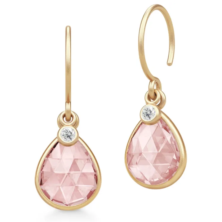 Julie Sandlau Leela Ohrringe in vergoldetem Sterlingsilber rosa Bergkristall weißem Zirkon