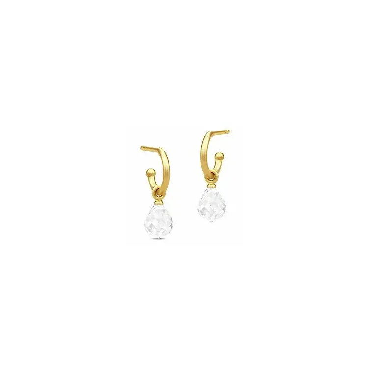 17 mm Julie Sandlau Evening Dew Tropfen Bergkristall Halbkreolen in vergoldetem Sterlingsilber weißem Bergkristall