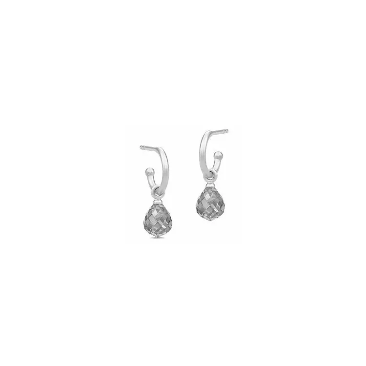 Julie Sandlau Evening Dew tropfenförmigen Halbkreolen in Satinrhodiniertes Sterlingsilber grauem Bergkristall