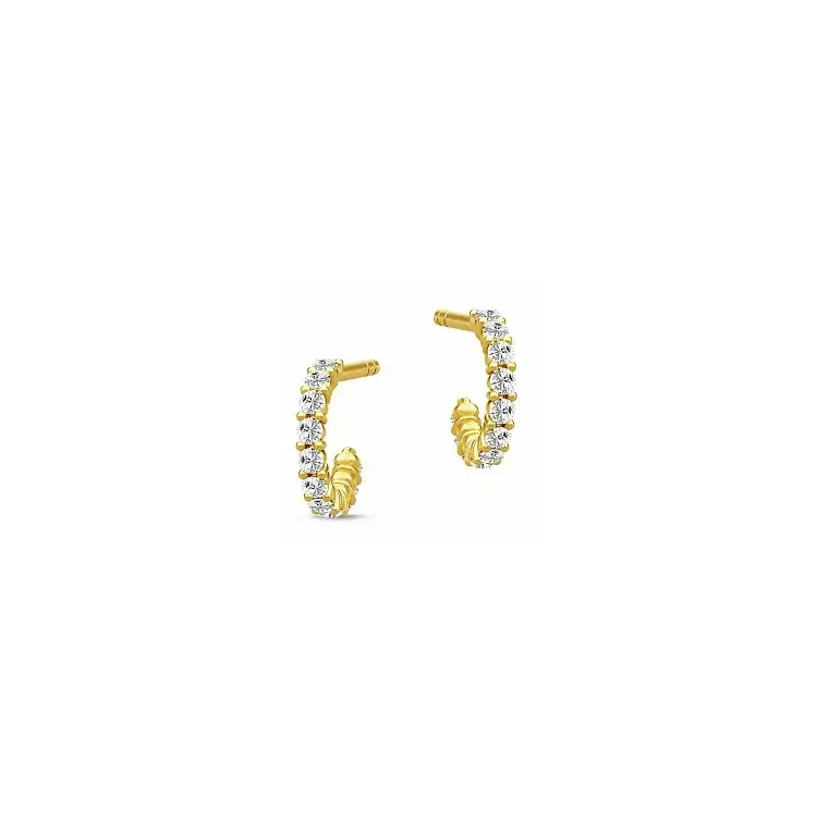 9 mm Julie Sandlau Lucia Zirkon Halbkreolen in vergoldetem Sterlingsilber weißem Zirkon