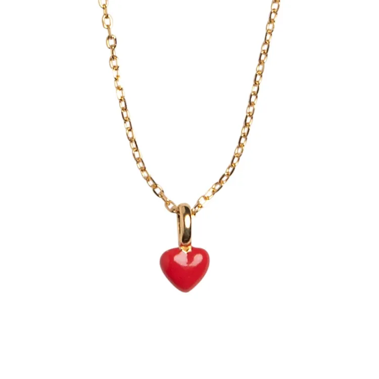 Enamel Amore Herz Halskette in vergoldetem Sterlingsilber rotem Emaille