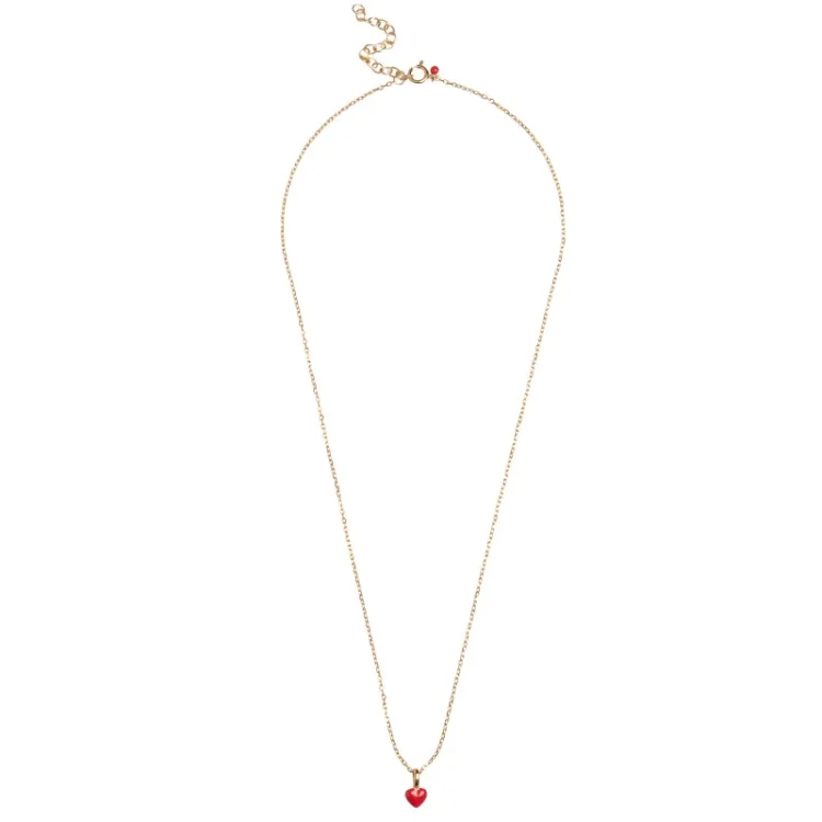 Enamel Amore Herz Halskette in vergoldetem Sterlingsilber rotem Emaille