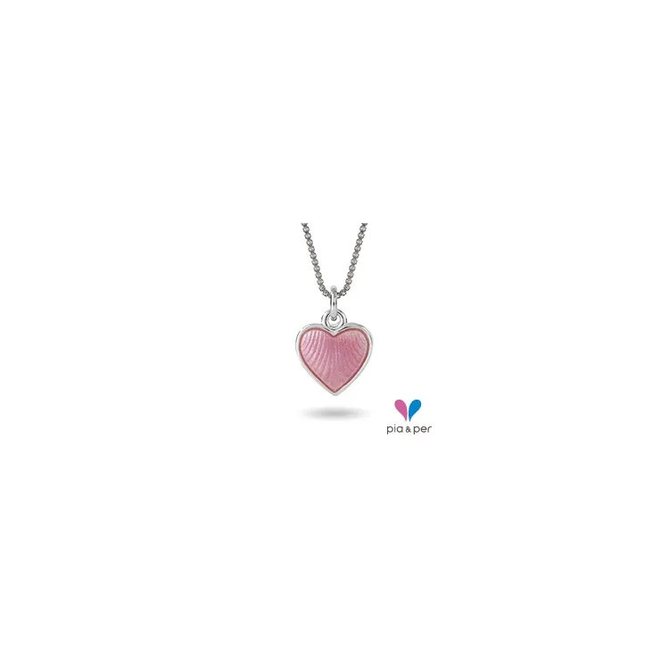 Pia und Per Höhe Herz Halskette in Silber rosa Emaille