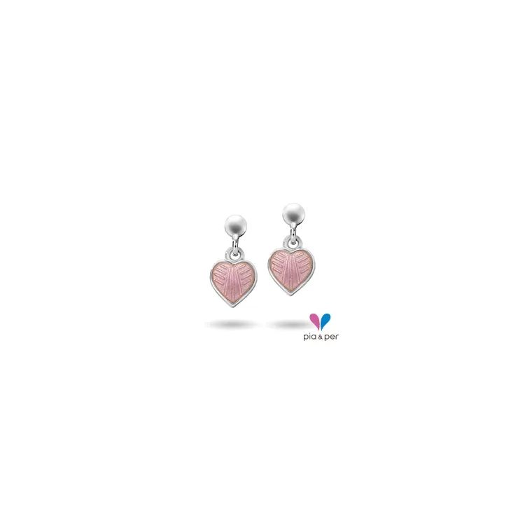 Pia und Per 22000601 Herz Ohrringe in Silber rosa Emaille