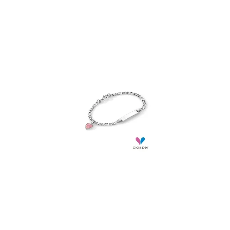 Pia und Per 222501 Herz Armband in Silber rosa Emaille