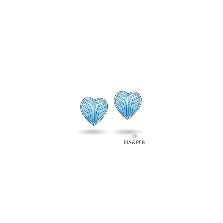 Pia und Per Herz Ohrringe in Silber blauem Emaille