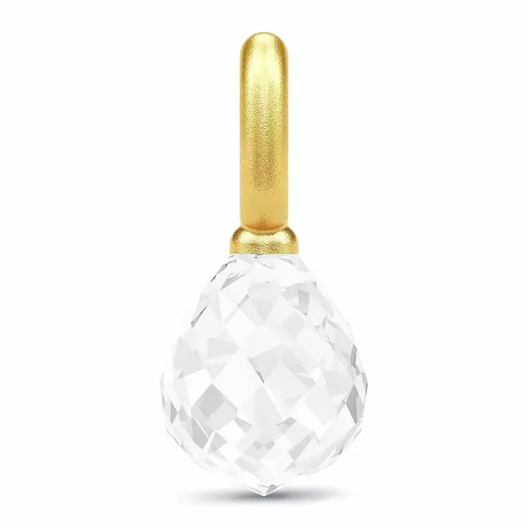 Julie Sandlau Evening Dew tropfenförmigen Anhänger in vergoldetem Sterlingsilber weißem Bergkristall