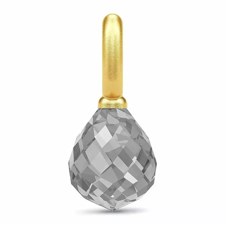 Elegant Julie Sandlau Evening Dew tropfenförmigen Anhänger in vergoldetem Sterlingsilber grauem Bergkristall