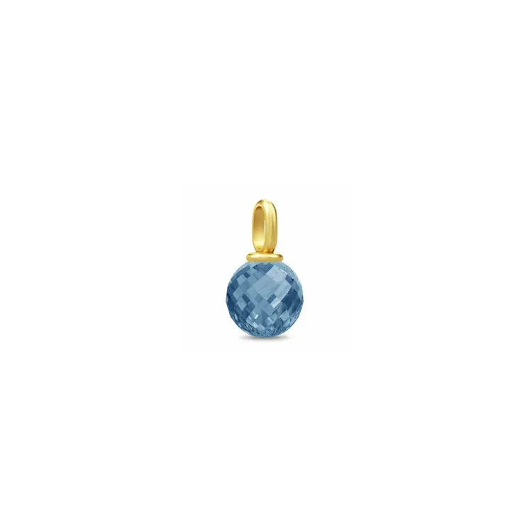 Julie Sandlau Globe runder blauem Bergkristall Anhänger in vergoldetem Sterlingsilber blauem Bergkristall