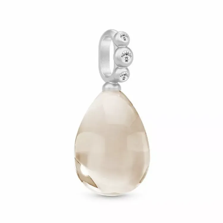Julie Sandlau Tropfen Anhänger in Satinrhodiniertes Sterlingsilber rosa Bergkristall weißen Zirkonen