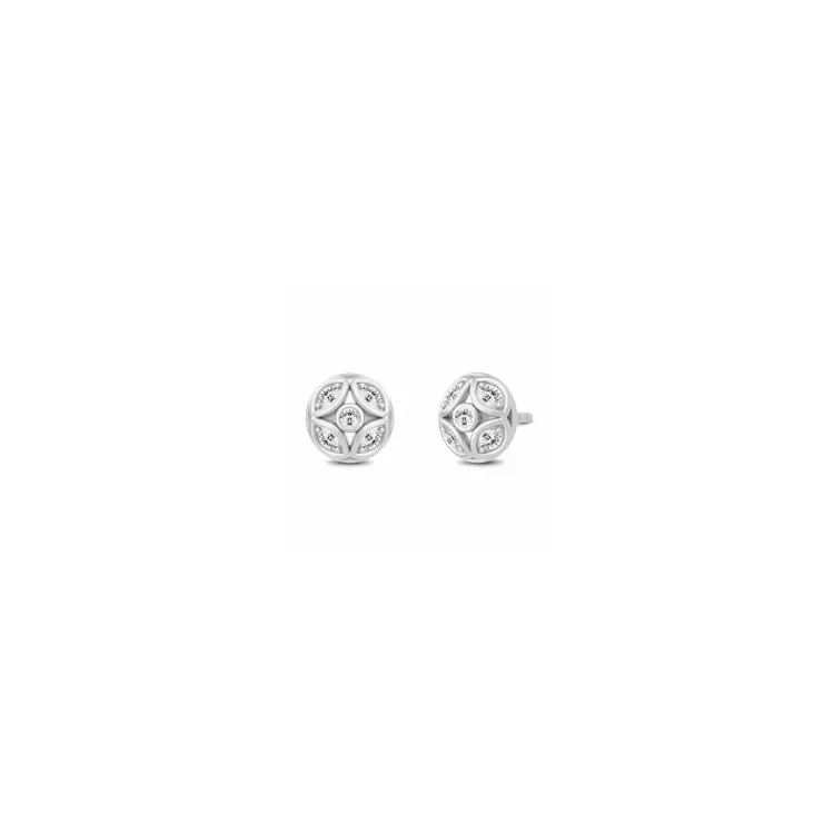 Julie Sandlau Lily Ohrringe in Satinrhodiniertes Sterlingsilber weißem Zirkon