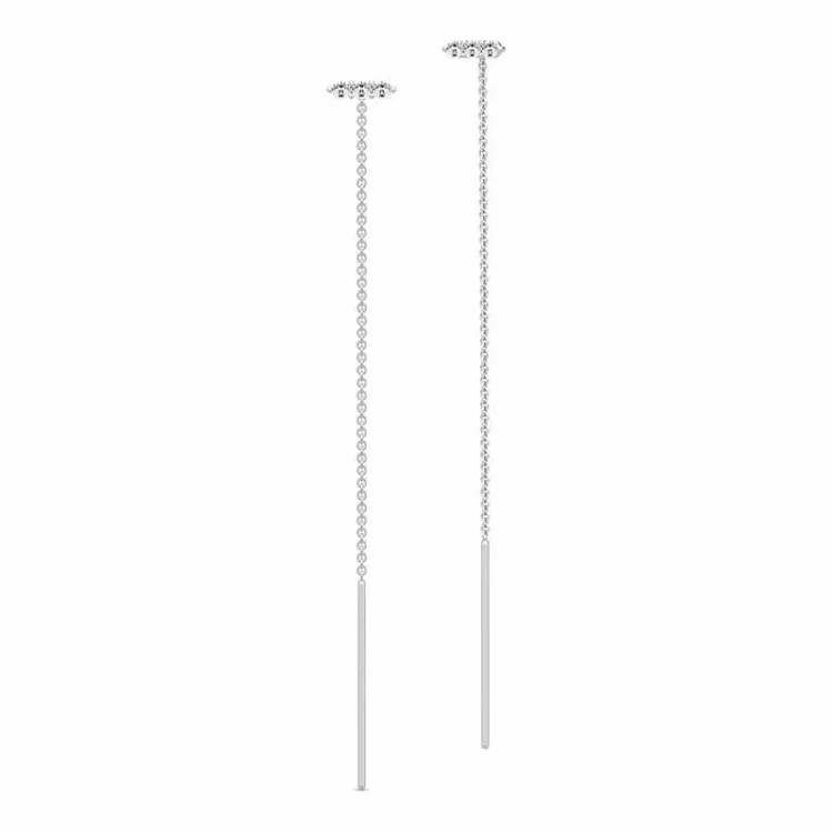 Julie Sandlau Lucia lange Ohrringe in Satinrhodiniertes Sterlingsilber weißem Zirkon