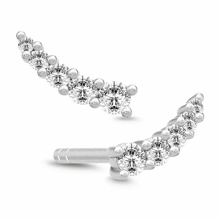 Julie Sandlau Lucy Zirkon Ohrringe in Satinrhodiniertes Sterlingsilber weißem Zirkon