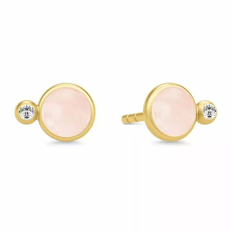 Julie Sandlau hellroten Kristalle Ohrringe in vergoldetem Sterlingsilber rosa Fluorit weißem Zirkon