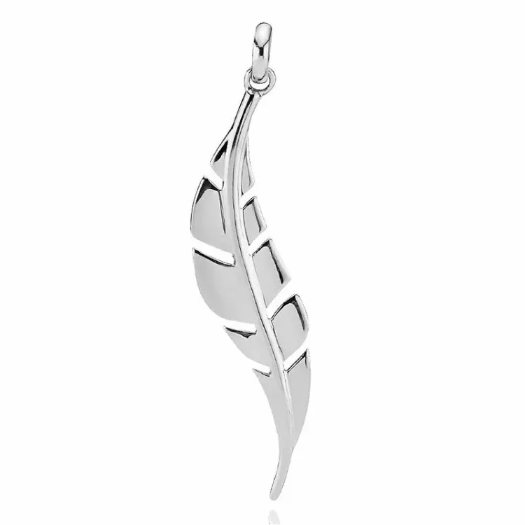 großer Izabel Camille Flawless Blatt Anhänger in Silber