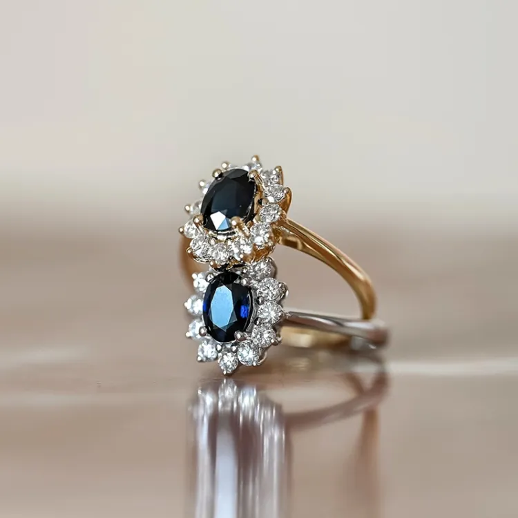 Saphir Rosettenring in 14 Karat Gold 0,55 ct 1,00 ct