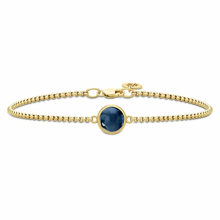 Julie Sandlau Primini Armband in vergoldetem Sterlingsilber blauem synthetische Saphir