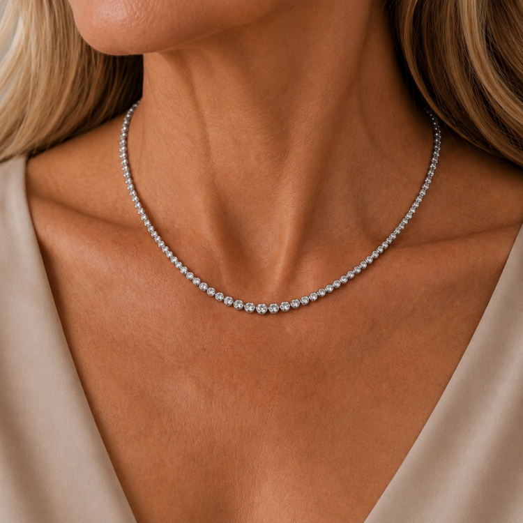45 cm lab grown Diamant Halskette in 14 karat Weißgold 6,02 ct